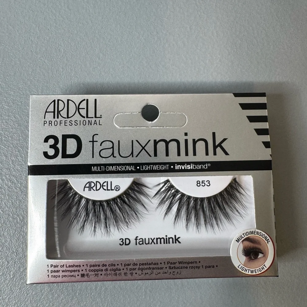 Ardell professional 3D Faux Mink Strip Lashes invisiband - Black #853